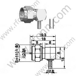 Conector RF de ángulo recto para RG179
