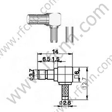 Ángulo derecho de la rizada hembra de SMB para el conector RG174 RF
